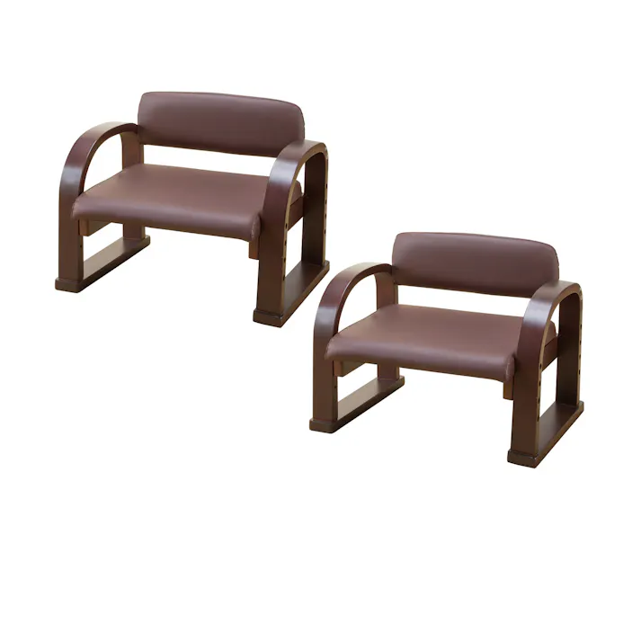 天然木立ち座り楽ちん座椅子 日本製 同色2脚組 ダークブラウン #4589978828381 flife