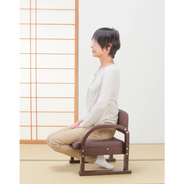 天然木立ち座り楽ちん座椅子 日本製 同色2脚組 ダークブラウン #4589978828381 flife