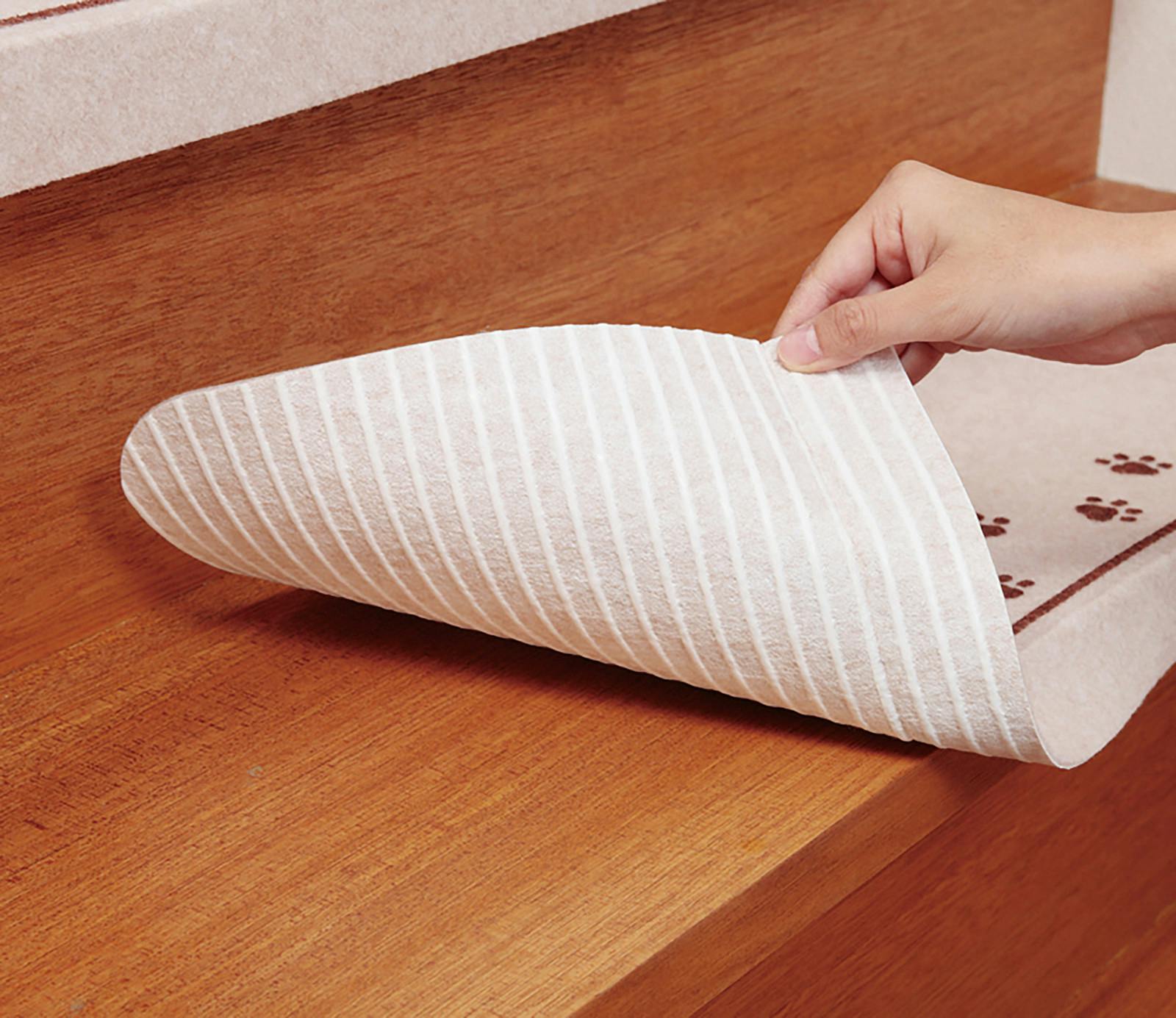 日本製 折り曲げ付き吸着階段マット15枚組 ネコ柄 ＃4973381163205