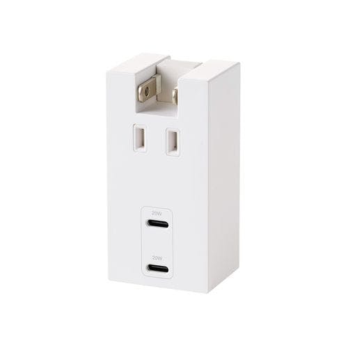 電源タップ USB直挿シ (コンセント 1口 Type-C×2) PD 20W コンパクト 雷ガード ホコリ防止シャッター ホワイト 電源ケーブル・延長コード 電源タップ USB直挿シ (コンセント 1口 Type-C×2) PD 20W コンパクト 雷ガード ホコリ防止シャッター ホワイト 電源ケーブル・延長コード