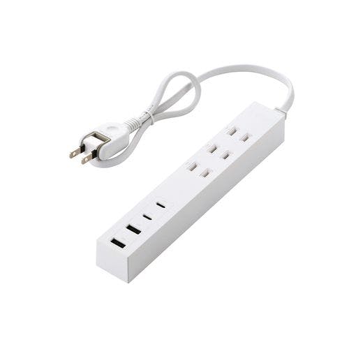 延長コード 電源タップ 0.5m (コンセント 3口 Type-C×2 USB-A×2) PD 20W 雷ガード 絶縁キャップ ホワイト 電源ケーブル・延長コード 延長コード 電源タップ 0.5m (コンセント 3口 Type-C×2 USB-A×2) PD 20W 雷ガード 絶縁キャップ ホワイト 電源ケーブル・延長コード