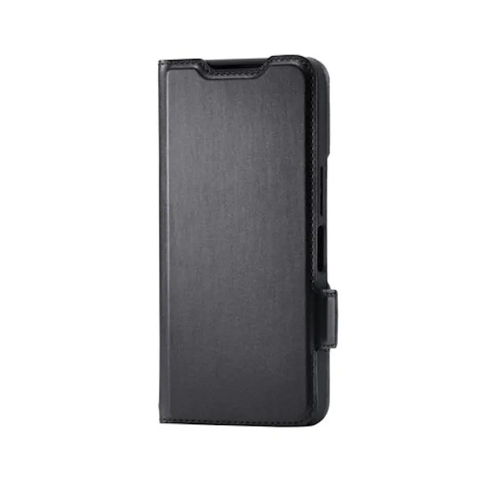 AQUOS wish5 (SH-52F) ケース レザー 手帳型 マグネット 衝撃吸収 ストラップホール付 スタンド機能付 ブラック