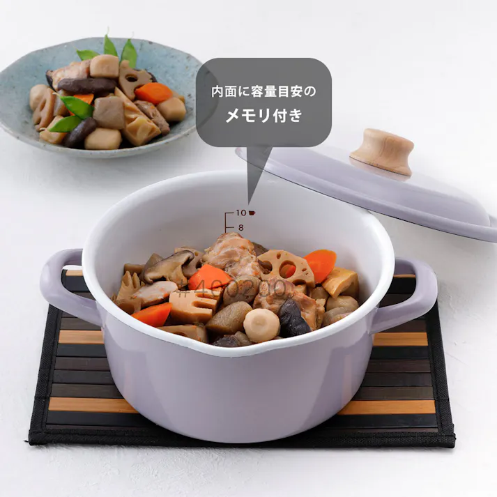 富士ホーロー コットンプラス 20cmキャセロール 蓋付き ガス火 IH対応 CTP-20W Cotton Plus コットンプラスシリーズ【琺瑯 両手鍋 ホーロー鍋 琺瑯鍋 調理器具 IH200V】 アッシュピンク