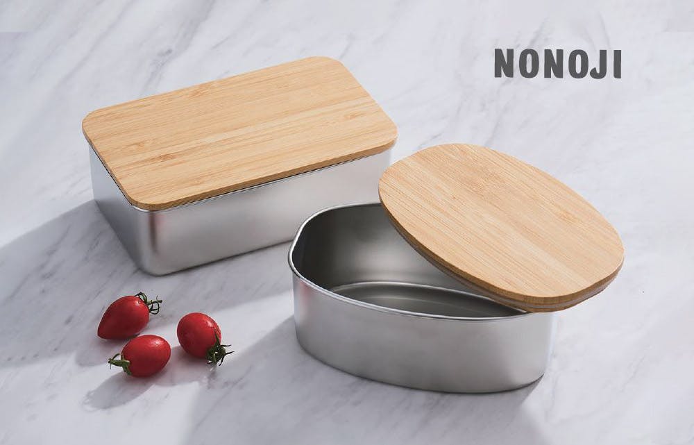 ステンレスランチボックス レクタングル 950ml 木蓋 NONOJI のの