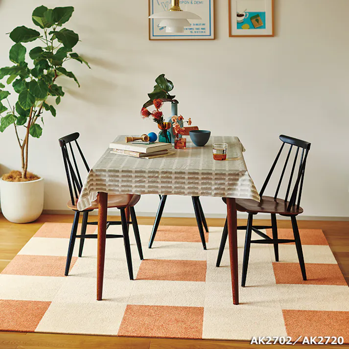 インテリアショップゆうあい 吸着タイルカーペット ak270-jou (R) 東リ ファブリックフロア アタック270 床暖房対応 手洗いできる 防ダニ 消臭 江戸間3畳(約176×261cm)用 約40×40cm AK2720(キャロット) 35枚