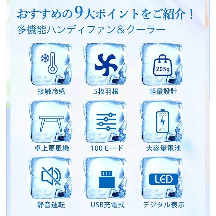 【3個セットで2000円OFF】CICIBELLA シシベラ ハンディファン 高速冷却プレート付き\2025夏新商品/ 熱中症対策 猛暑対策 100段階 大風量 超軽量 強力冷却プレート搭載 ペルチェ付きミニ扇風機 卓上 小型 携帯 充電 Type-C対応 手持ち 長時間 /(e9)