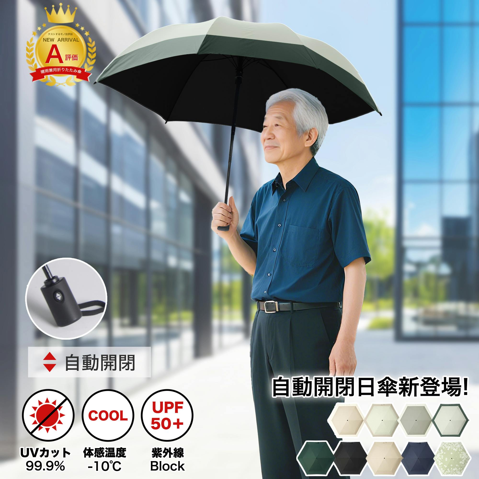 折りたたみ傘 自動開閉 ワンタッチ操作 超軽量 コンパクト 収納簡単 UVカット 完全遮光 防風 防水 晴雨兼用 高品質 メンズ・レディース・子供・高齢者対応 おしゃれ 旅行用 快適な使い心地 耐久性抜群 プレゼントにも最適 オフホワイト×ビーングリーン