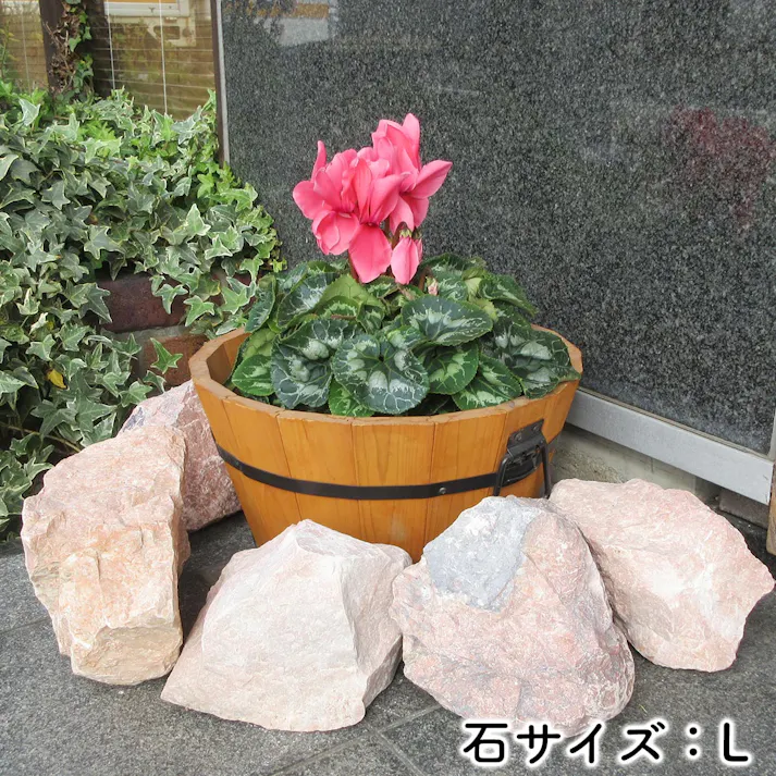 庭石 【ロックガーデン】 石 割栗石 【カナリアピンク L 220kg (22kgx10箱) 】ガーデニング 石 ガーデンロック 石 クラッシュロック ドライガーデン 石 栗石 みかも石