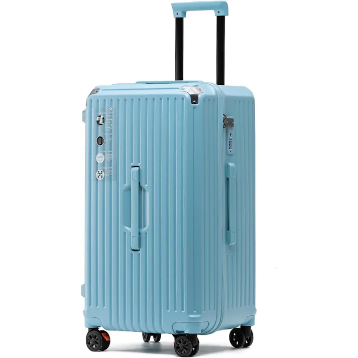 スーツケース 5輪 静音 制動システム 女性の多機能カップホルダー付きスーツケース キャリーケース キャリーバッグ 高校生 出張 旅行 大容量