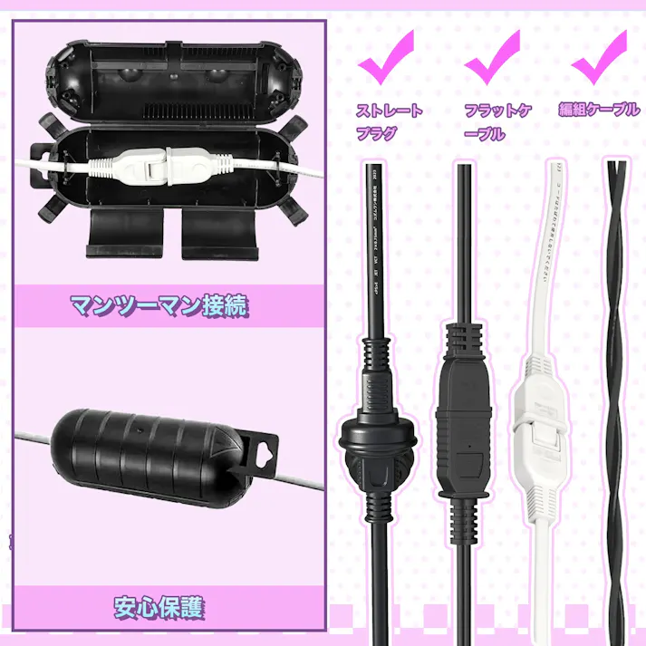 KOZUMUWAN コンセントカバー 防水 アウトドア 安全カバー 屋外用延長コード 延長コードプロテクター 接続 シール付き 防水ジャンクションボックス 電気プラグ保護 短絡の防止 屋外コンセント プラグ ソケット ブラック