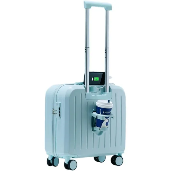 キャリーケース 機内持ち込み キャリーバッグ 小型 スーツケース キッズキャリーケース USBポート付き ドリンクホルダー ダイヤル式ロック 3段調節キャリバー Xベルト かわいい オシャレ 軽量 キッズ 子ども用 高校生 大学生 短期旅行 短期出張 3日2泊18インチ 46L 2.3KG