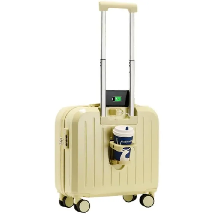 キャリーケース 機内持ち込み キャリーバッグ 小型 スーツケース キッズキャリーケース USBポート付き ドリンクホルダー ダイヤル式ロック 3段調節キャリバー Xベルト かわいい オシャレ 軽量 キッズ 子ども用 高校生 大学生 短期旅行 短期出張 3日2泊18インチ 46L 2.3KG