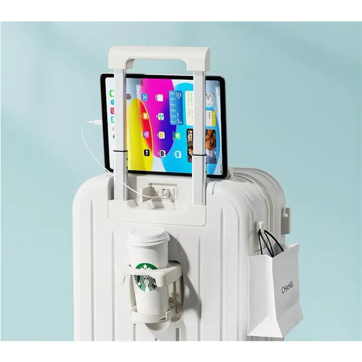 女性の多機能 カップホルダー付き スーツケース 機内持ち込み 軽量 キャリーケース 366回転キャスタ ins人気 静音 旅行バック キャリーバッグ 修学 旅行