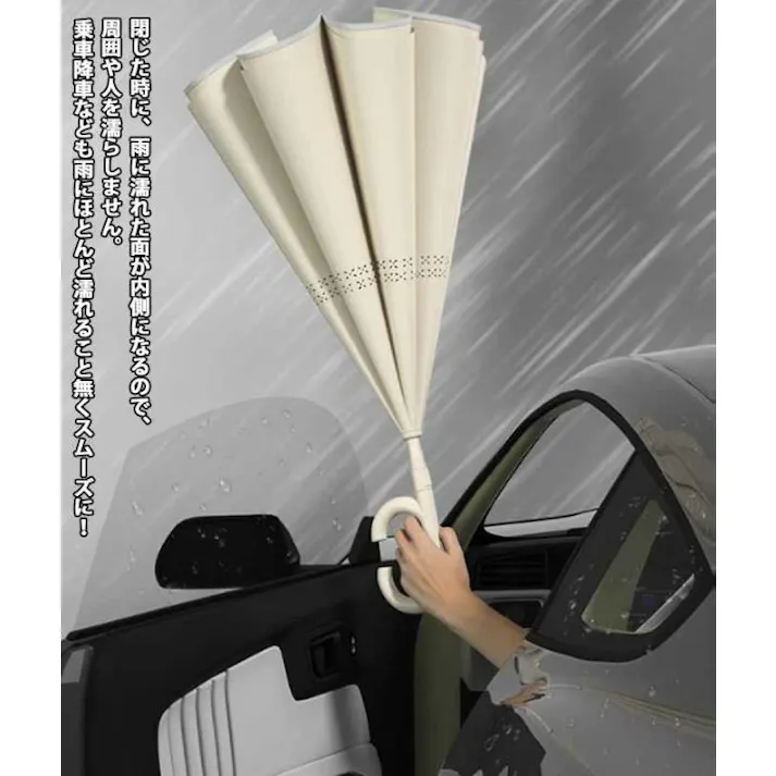 長傘 レディース メンズ 逆さ傘 長柄 雨傘 半自動開閉 男女兼用 車用傘 逆向き UVカット 梅雨対策 耐風 自動型長傘 晴雨兼用かさ ワンタッチ オシャレ 8本骨 おしゃれ 撥水