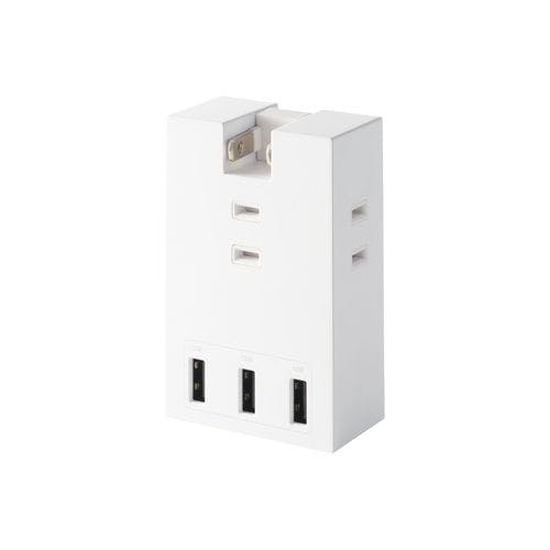 電源タップ USB直挿シ (コンセント 3口 USB-A×3) コンパクト 雷ガード ホコリ防止シャッター ホワイト 電源ケーブル・延長コード 電源タップ USB直挿シ (コンセント 3口 USB-A×3) コンパクト 雷ガード ホコリ防止シャッター ホワイト 電源ケーブル・延長コード
