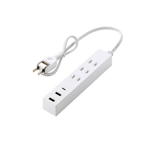 延長コード 電源タップ 0.5m (コンセント 3口 Type-C×1 USB-A×2) 雷ガード ホコリ防止シャッター ホワイト 電源ケーブル・延長コード 延長コード 電源タップ 0.5m (コンセント 3口 Type-C×1 USB-A×2) 雷ガード ホコリ防止シャッター ホワイト 電源ケーブル・延長コード