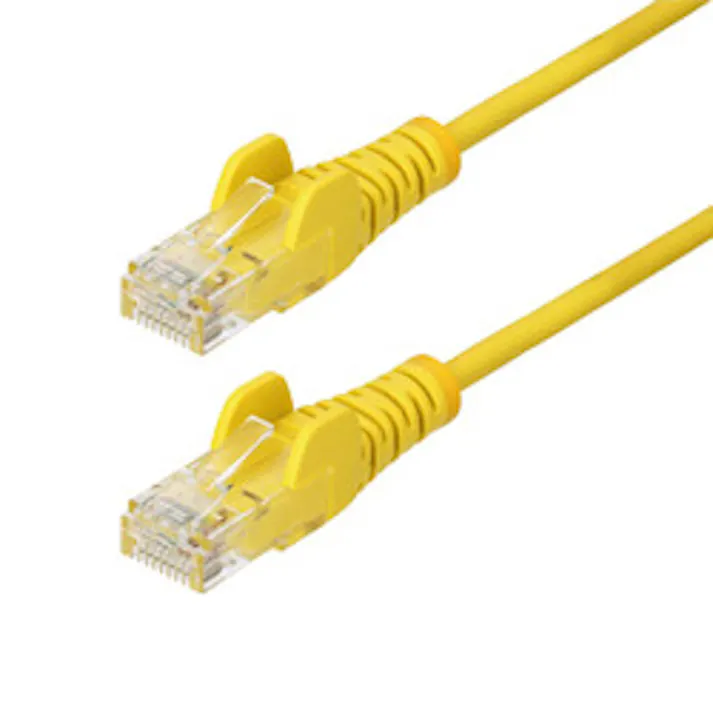 CAT6 LANケーブル/スリム/5m/イエロー/1Gb/100W PoE/スナッグレス