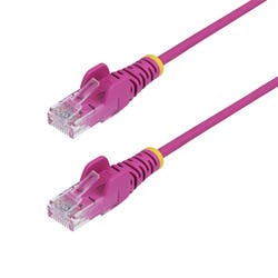 CAT6 LANケーブル/スリム/5m/ピンク/1Gb/100W PoE/スナッグレス