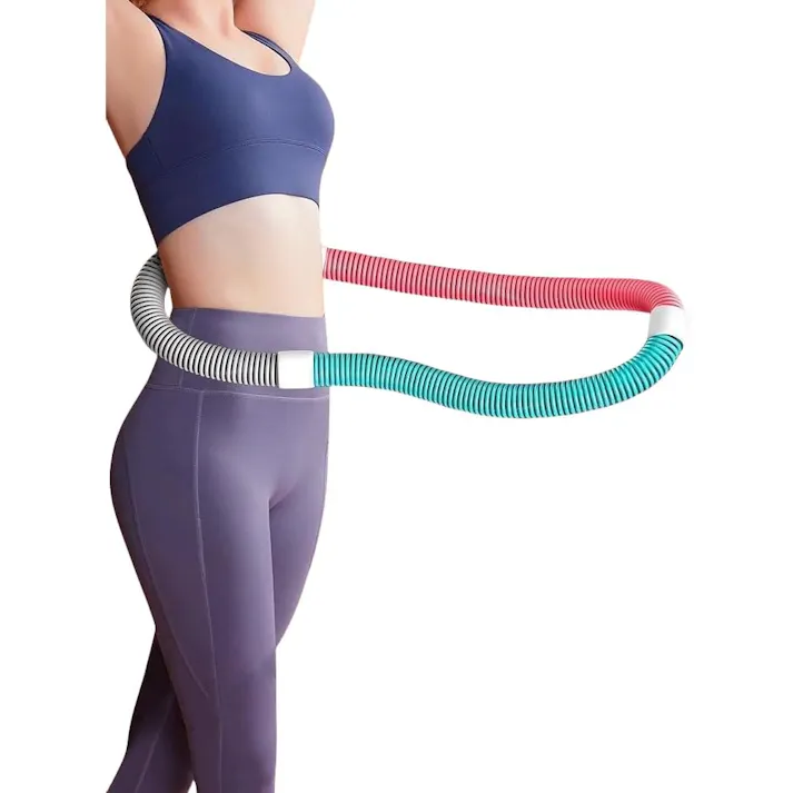 ダイエット用フラフープ ウェイト付き ベリー フィットネス PVC製 ソフトスプリングフープ 折りたたみ式 ポータブル 静音設計 脂肪燃焼 筋トレ シェイプアップ ウエスト 背中 脚 胸のエクササイズに最適 室内 公園用 男女兼用