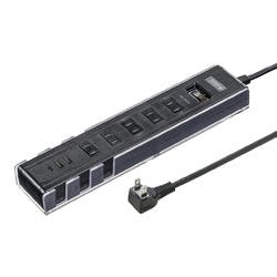 USB充電機能付きタップ スタンド付き(2P・5個口・1.5m・ブラック) 電源ケーブル・延長コード USB充電機能付きタップ スタンド付き(2P・5個口・1.5m・ブラック) 電源ケーブル・延長コード