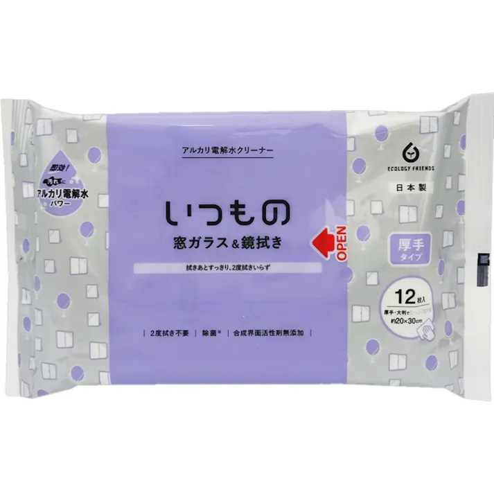 【ケース販売】ALP-11 窓ガラス&鏡用クリーナー 厚手タイプ(12枚入り) × 12点 【送料込み】いつもの窓ガラス&ミラー拭き 2度拭きいらず 大判 日本製 ウェット #hrm-4976861005026