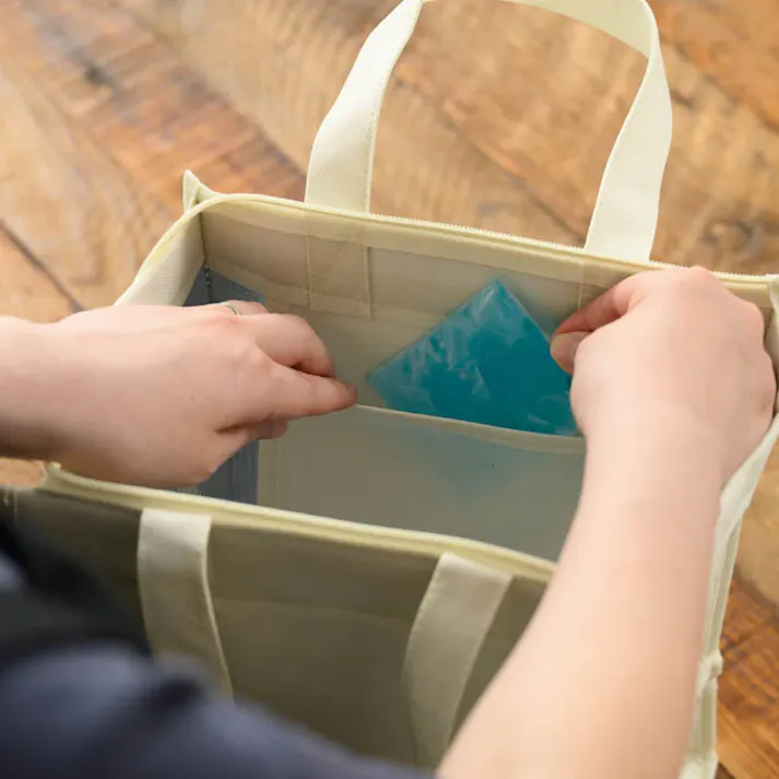 ヘッズ 袋-不織布-ハンドル付 W300×D230×H350mm 無地アイボリークールバッグ-1(5枚) HEADS MIV-1CB