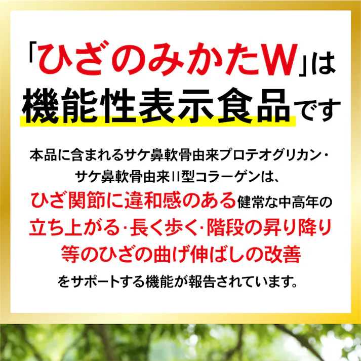 【〈機能性表示食品〉ひざのみかたW 31粒】 ちあふる プロテオグリカン II型コラーゲン ひざ 膝 ヒザ 階段 歩く 歩行 立ち上がる JAN:4560258562188