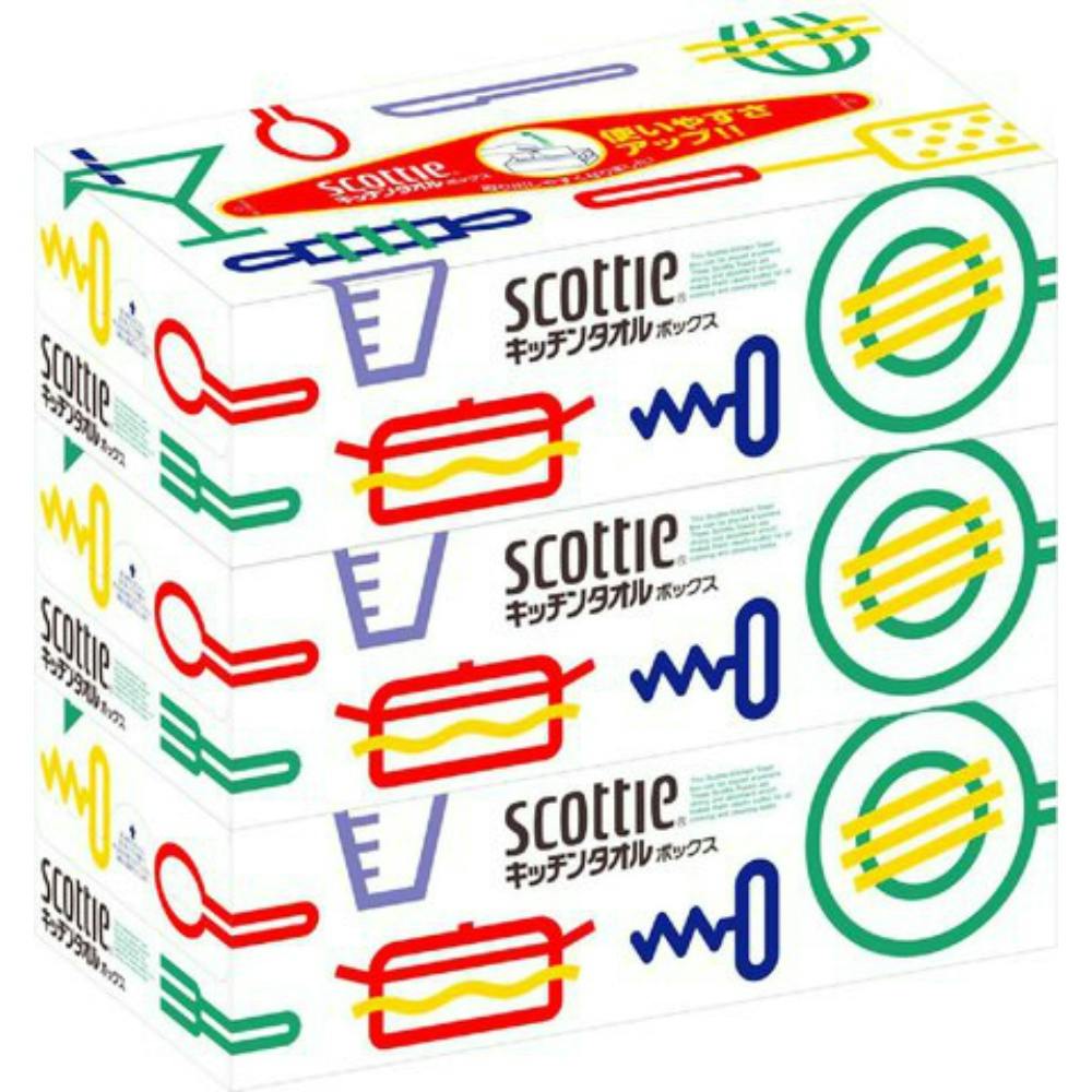 【12点まとめ買い】スコッティキッチンタオルボックス３箱パック × 12点 【送料込み】 ＃hrm-4901750323202