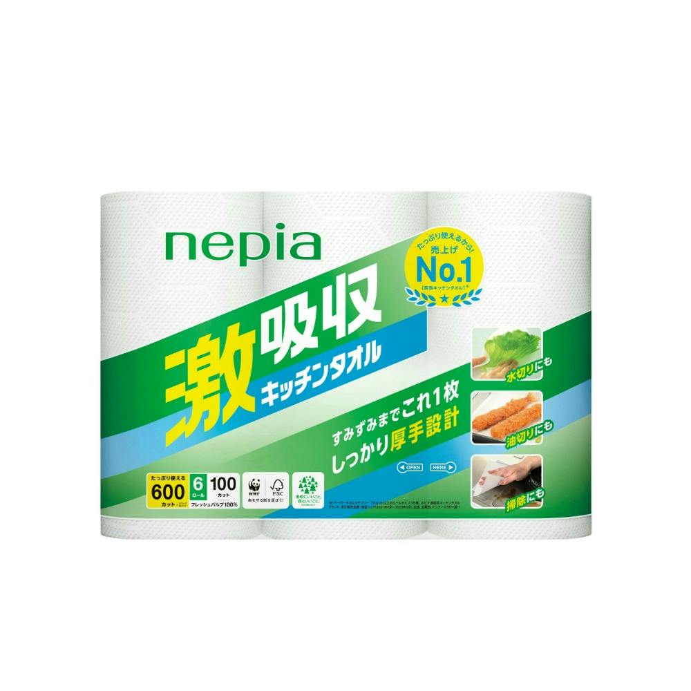 ネピア激吸収キッチンタオル6ロール100カット 【送料込み
