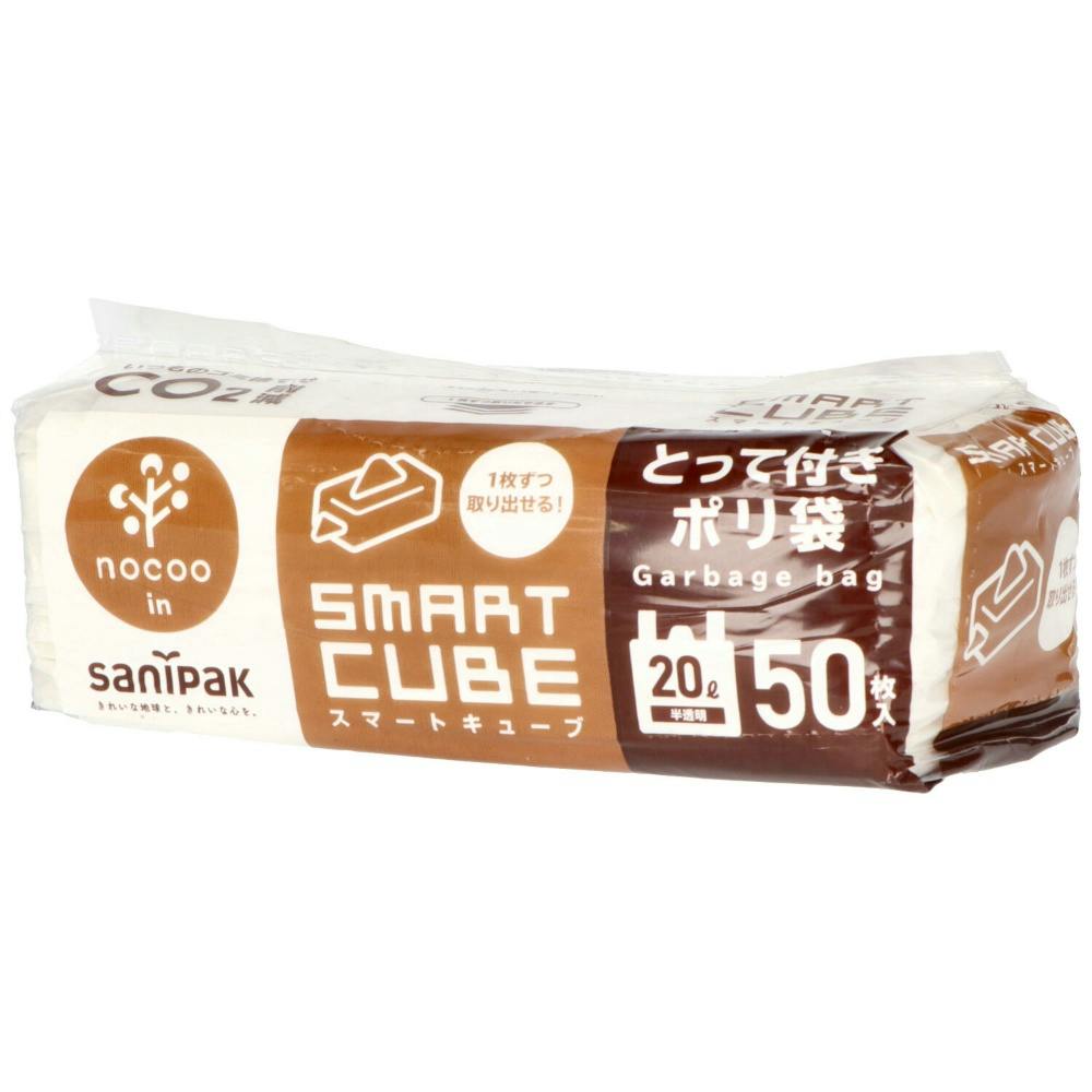 【12点まとめ買い】ＣＣＳ２９ スマートキューブ とって付きポリ袋 ２０Ｌ ５０枚 半透明 ｎｏｃｏｏ ｉｎ × 12点 まとめ買い 【送料込み】 ＃hrm-4902393580533