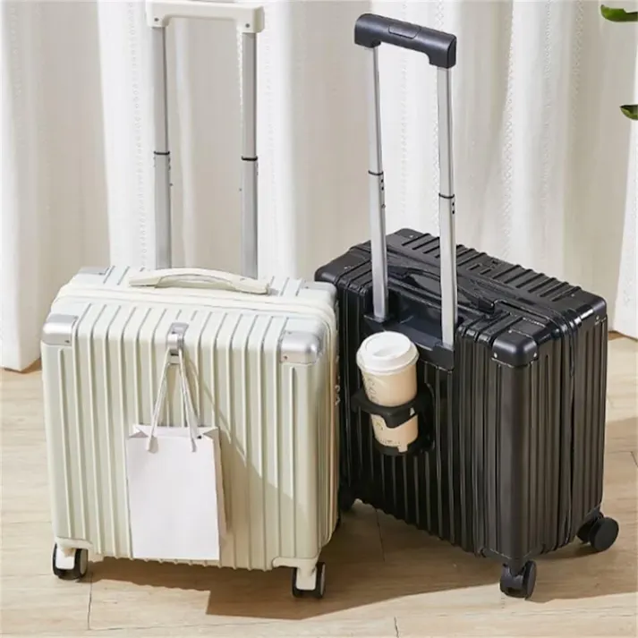 スーツケース 機内持ち込み キャリーケース ssサイズ 軽量 キャリーケース カップホルダー付き キャリーバッグ 2泊3日 ミニスーツケース 隠しフック機能 3段調節キャリバー 耐衝撃 静音 360度回転 ダブルキャスター 短期旅行 短期出張