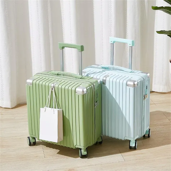 スーツケース 機内持ち込み キャリーケース ssサイズ 軽量 キャリーケース カップホルダー付き キャリーバッグ 2泊3日 ミニスーツケース 隠しフック機能 3段調節キャリバー 耐衝撃 静音 360度回転 ダブルキャスター 短期旅行 短期出張