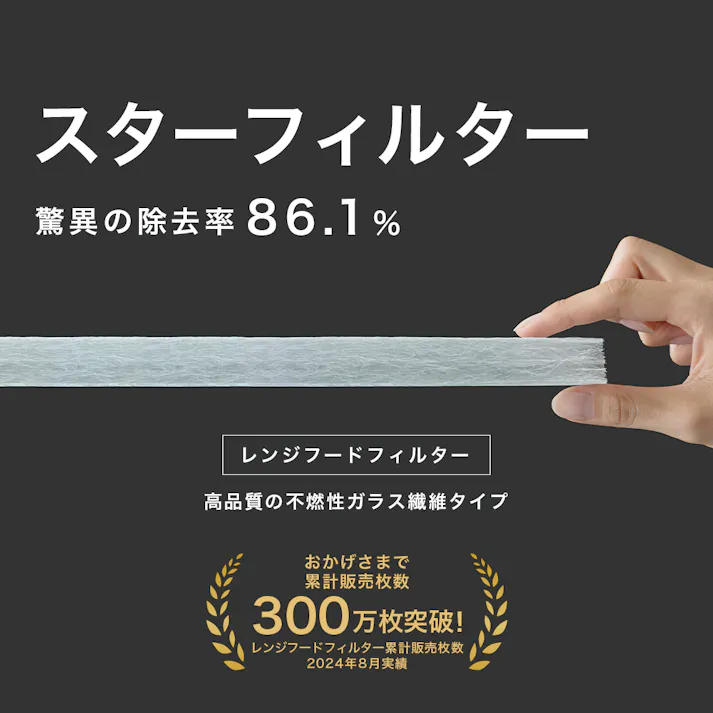 スターフィルター レンジフードフィルター 換気扇フィルター スターターセット 専用枠1枚+交換フィルター2枚 専用枠サイズ:横372×縦350×厚7mm