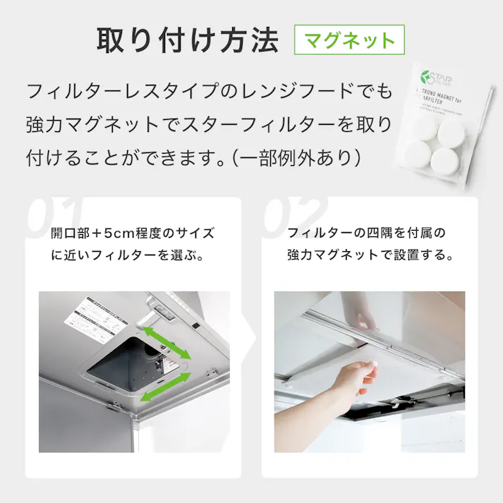 スターフィルター レンジフードフィルター 換気扇フィルター スターターセット 専用枠2枚+交換フィルター4枚 専用枠サイズ:横290×縦290×厚7mm