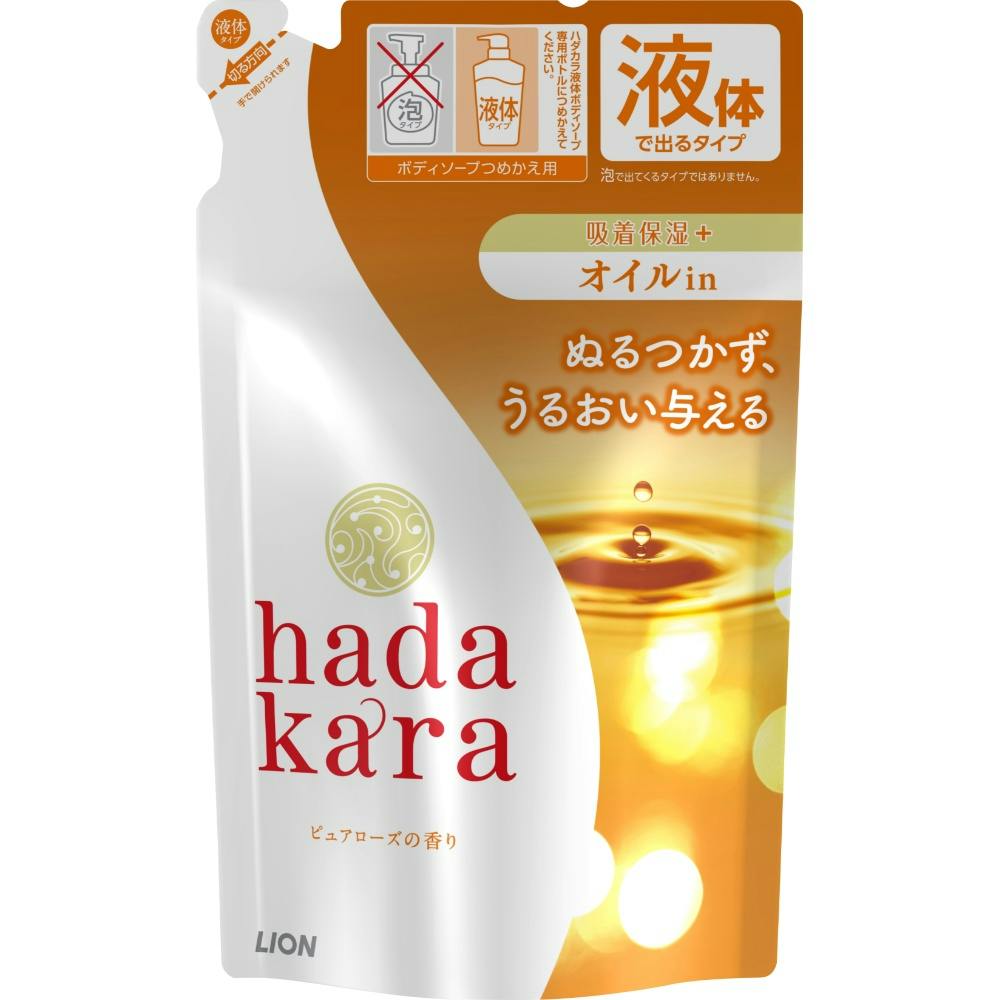 【16点まとめ買い】hadakaraボディソープ オイルインタイプ ピュアローズの香り 詰替用 340ml × 16点【送料込み】 ＃hrm-4903301311898