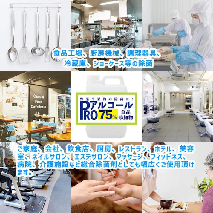 除菌 PRO アルコール 濃度75% 食品添加物 2L/ 消毒 野菜除菌 エタノール 果物除菌 キッチン キッチン除菌