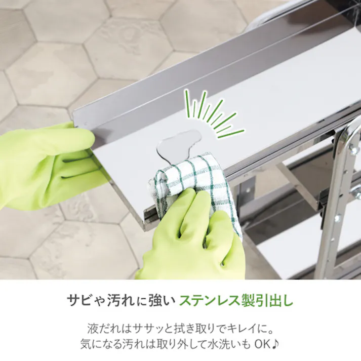 21005(YK-05)シンク下 収納 スライド ラック 3段 幅35 燕三条製( シンク下スライド 収納 コンロ下 コンロ下収納 ステンレス フライパン 鍋 なべ 棚 引出し キッチンラック キッチン収納 台所収納 川口工器 日本製 )