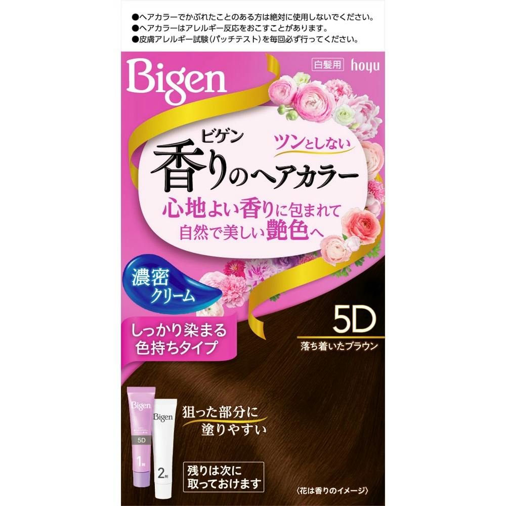 ビゲン 香りのヘアカラー クリーム 5D 落ち着いたブラウン ×1点【送料込み】 ＃hrm-4987205051432