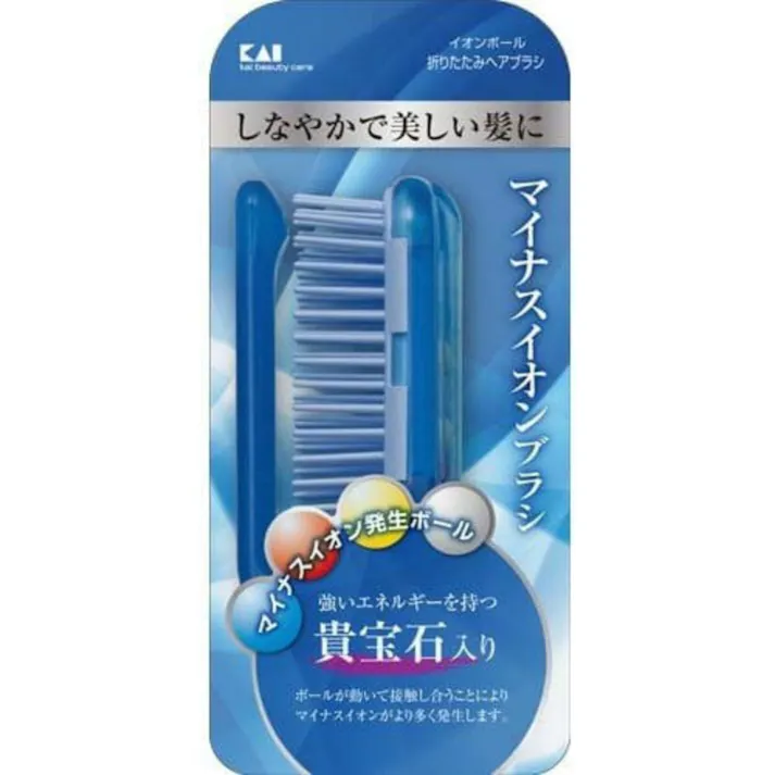 マイナスイオンボール折りたたみヘアブラシ ×1点【送料込み】 #hrm-4901601282467