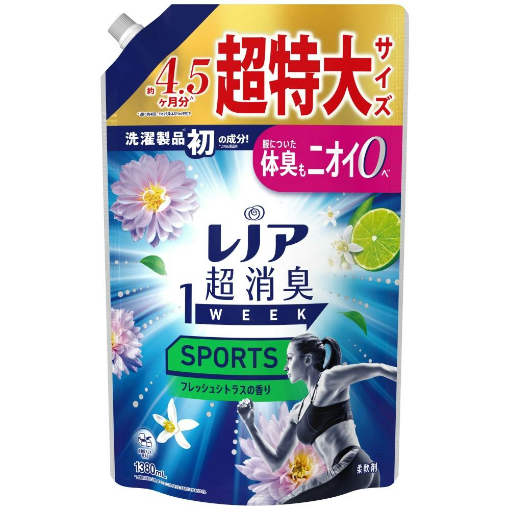 レノア超消臭1weekSPORTSフレッシュシトラスの香りつめかえ用超特大サイズ × 6点 #hrm-4987176312648 洗濯機用品 レノア超消臭1weekSPORTSフレッシュシトラスの香りつめかえ用超特大サイズ × 6点 #hrm-4987176312648 洗濯機用品