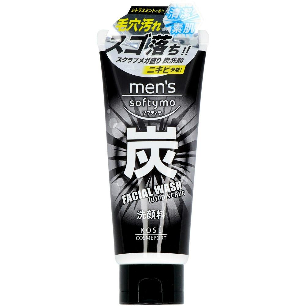 メンズソフティモフェイシャルウォッシュ炭130G ×1点【送料込み