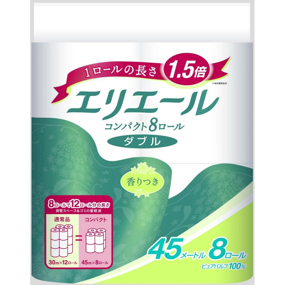 エリエールトイレツト コンパクト8Rダブル ×1点 #hrm-4902011720181 紙製品 エリエールトイレツト コンパクト8Rダブル ×1点 #hrm-4902011720181 紙製品
