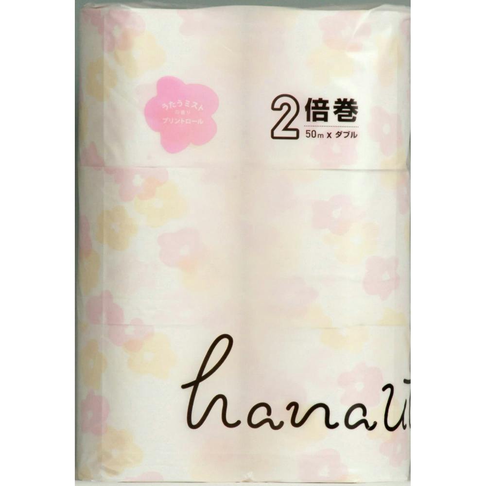 【6点まとめ買い】２倍巻ハナウタプリント１２ロールダブル × 6点【送料込み】 ＃hrm-4902144791225