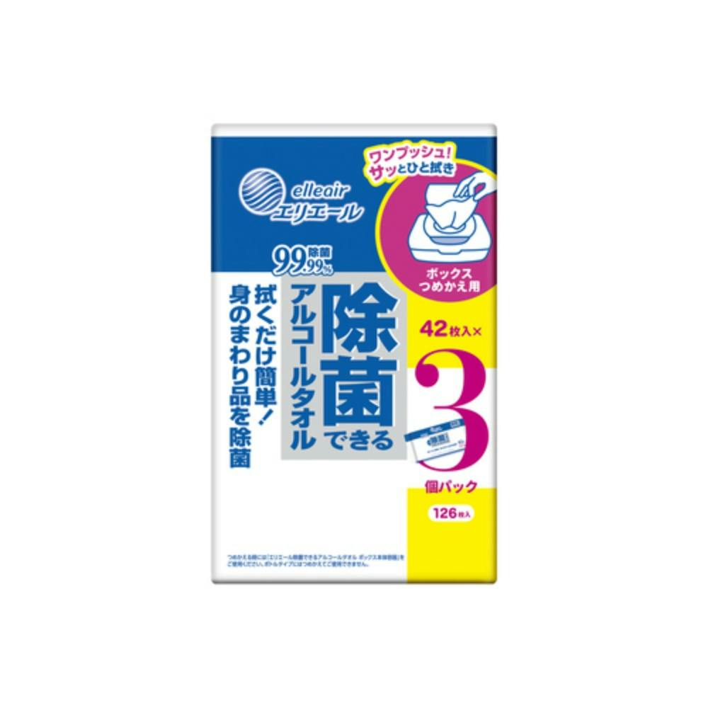 Ｅ除菌できるアルコールボックスつめかえ４２枚×３Ｐ ×1点【送料込み】 ＃hrm-4902011831528