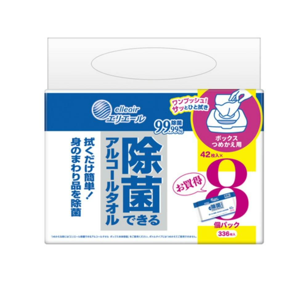 Ｅ除菌できるアルコールボックスつめかえ４２枚×８Ｐ ×1点【送料込み】 ＃hrm-4902011831535