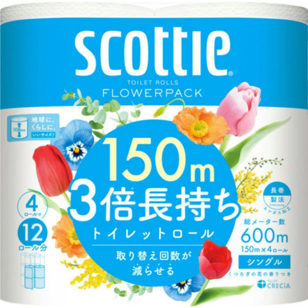スコッティ フラワーパック 3倍長持ち4ロール (シングル) ×1点 #hrm-4901750140045 紙製品 スコッティ フラワーパック 3倍長持ち4ロール (シングル) ×1点 #hrm-4901750140045 紙製品