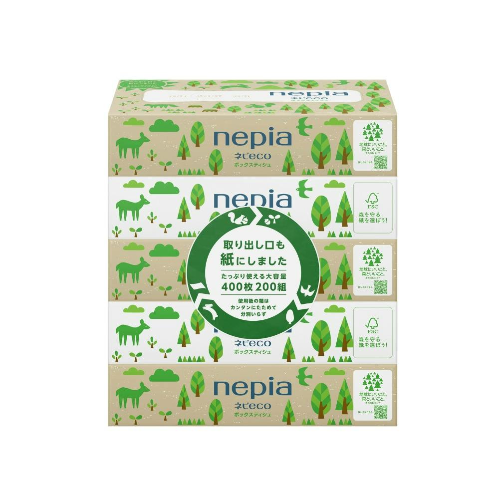 【12点まとめ買い】ネピアネピＥＣＯティシュ２００組５コパック × 12点【送料込み】 ＃hrm-4901121181882
