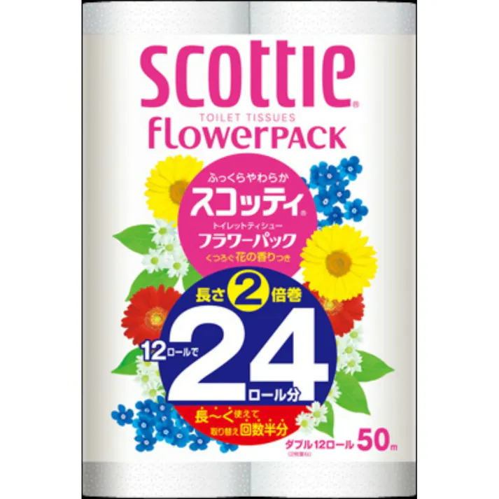 スコッティ フラワーパック 2倍巻き 【50m】×12ロール(ダブル)×1パック (総メーター数 600m)【送料込み】 #hrm-4901750263102