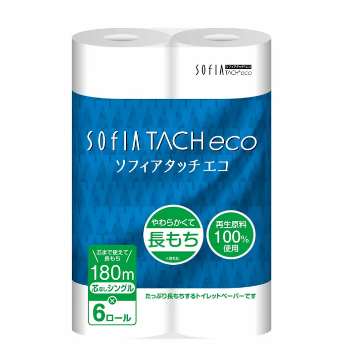 【8点まとめ買い】ソフィアタッチエコ古紙芯なしトイレットシングル180m × 8点【送料込み】 #hrm-4978554113759