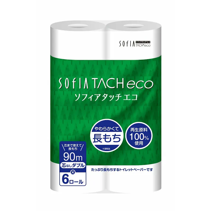 ソフィアタッチエコ古紙芯なしトイレットダブル90m ×1点【送料込み】 #hrm-4978554113766